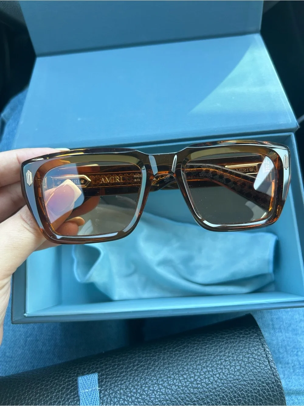 AMIRI Brown Tortoiseshell Rectangular Men’s Sunglasses